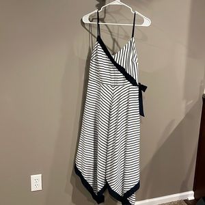 Banana Republic Navy and White Asymmetrical Dress